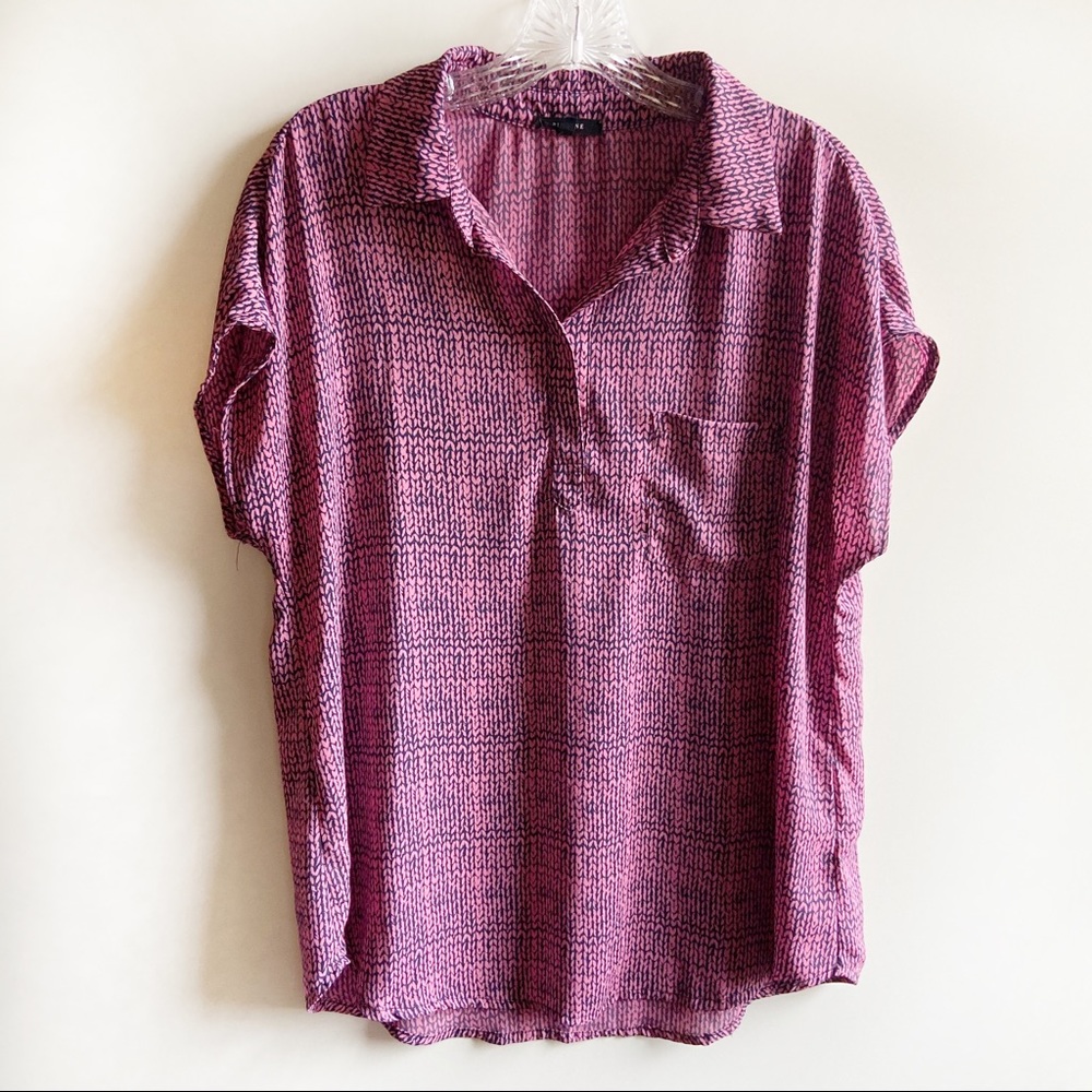 Pleione Pink & Navy Cap Sleeve Top